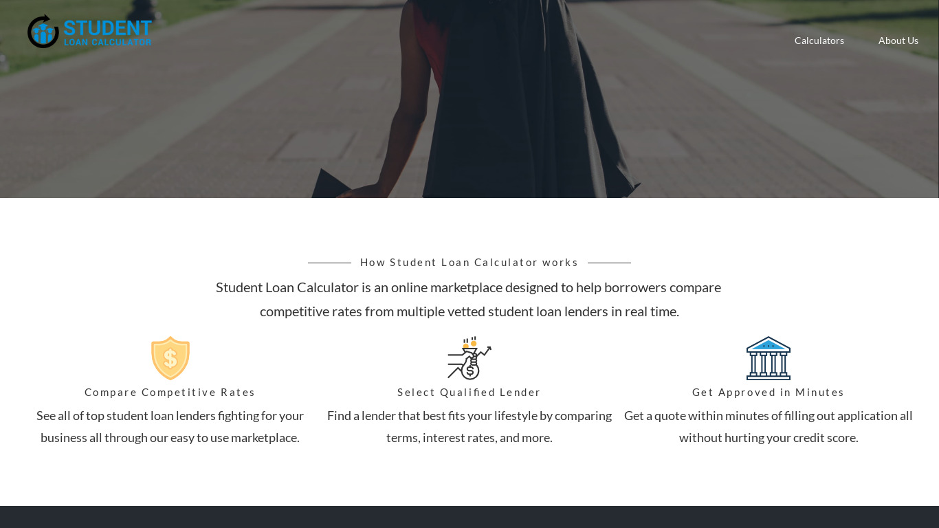 Student Loan Calculator Landing page