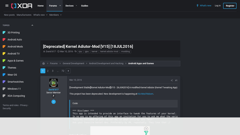Kernel Adiutor-Mod Landing Page