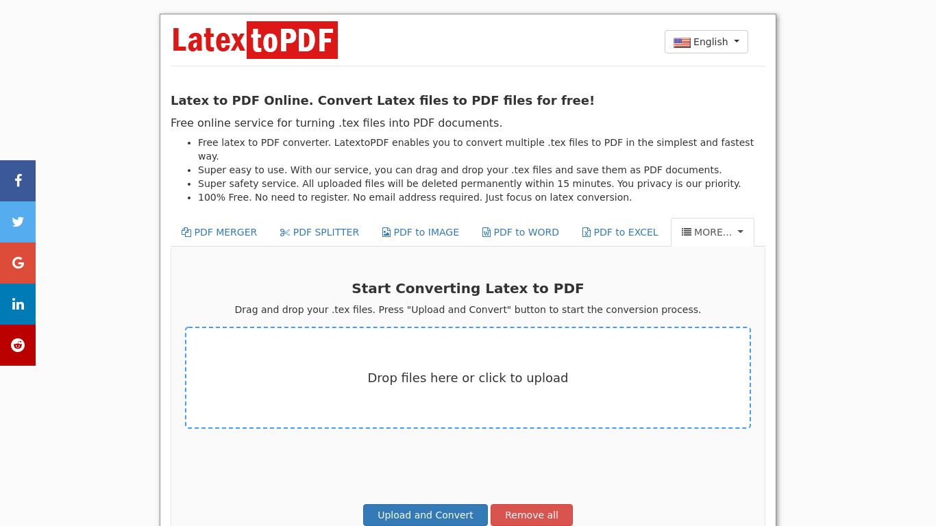 Latex to PDF Landing page