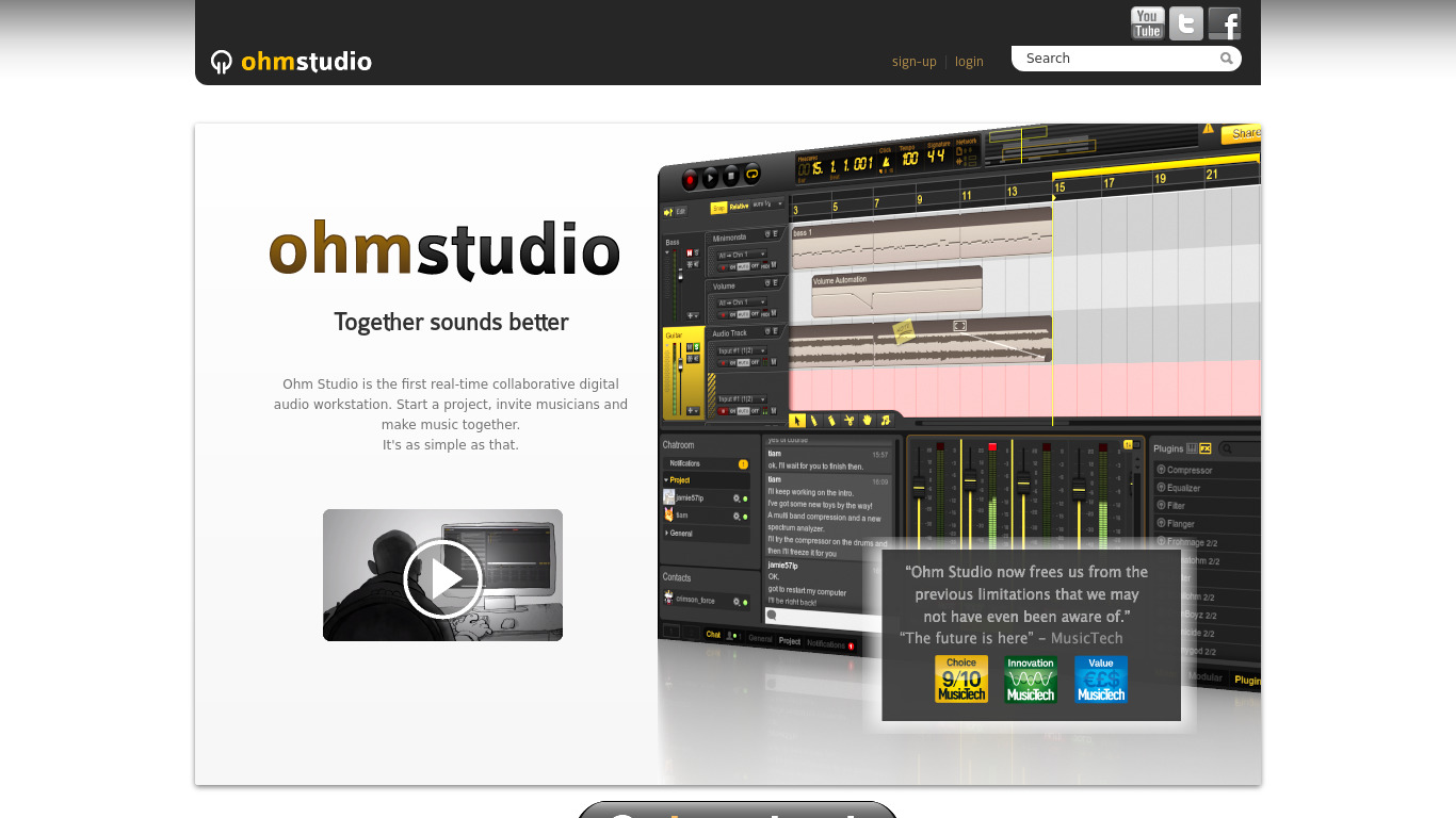Ohm Studio Landing page