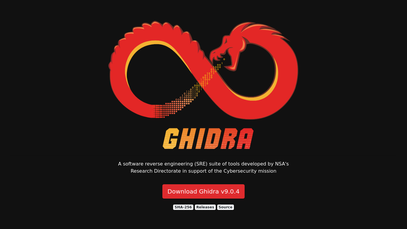 Ghidra Landing page