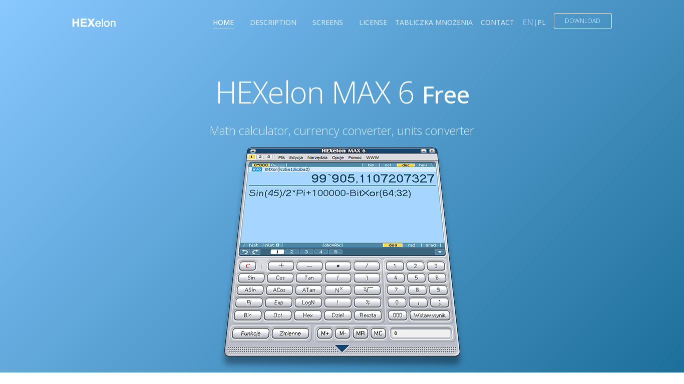 HEXelon MAX Landing page