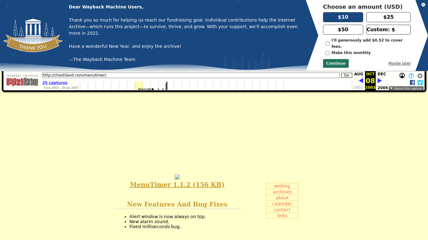 MenuTimer Landing page