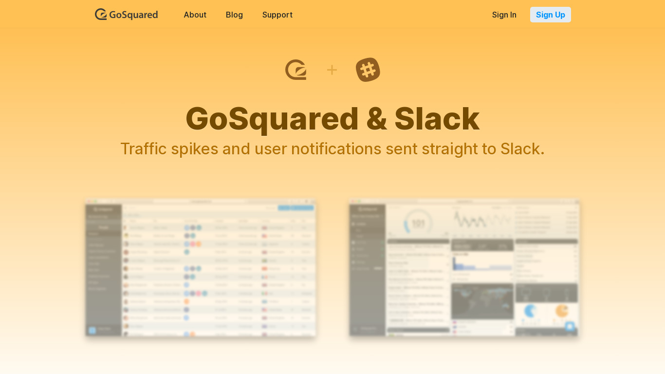 GoSquared & Slack Landing page