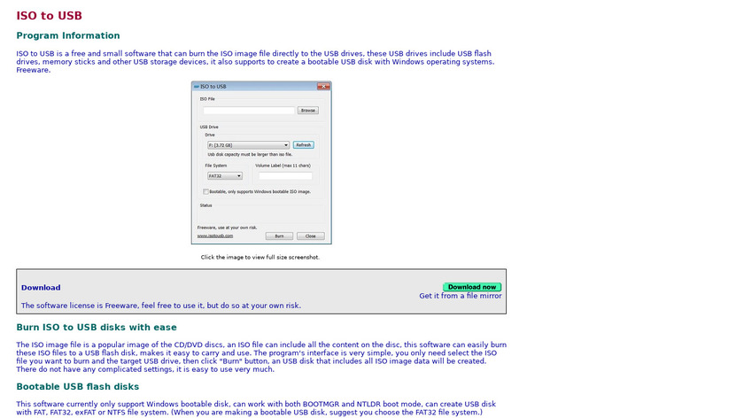 ISO to USB Landing Page