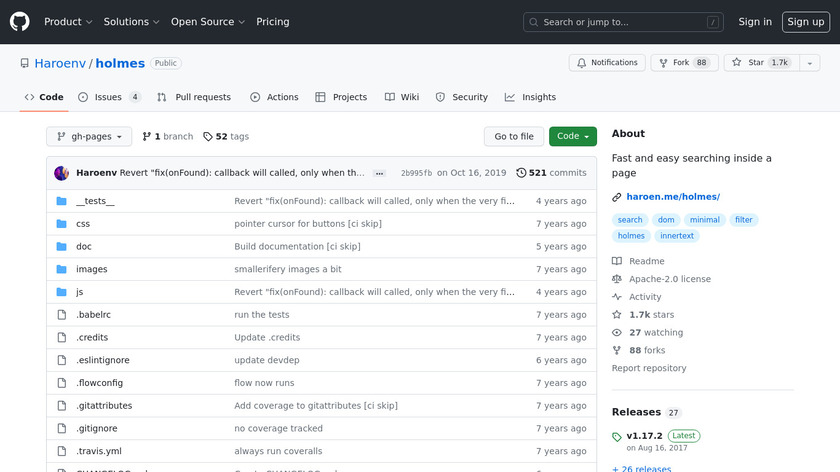 Holmes.js Landing Page