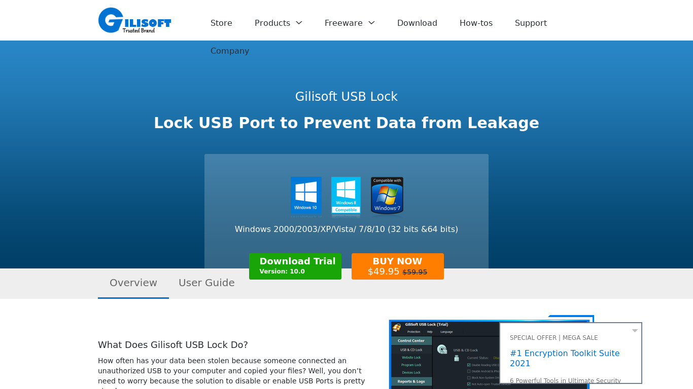 Gilisoft USB Lock Landing page