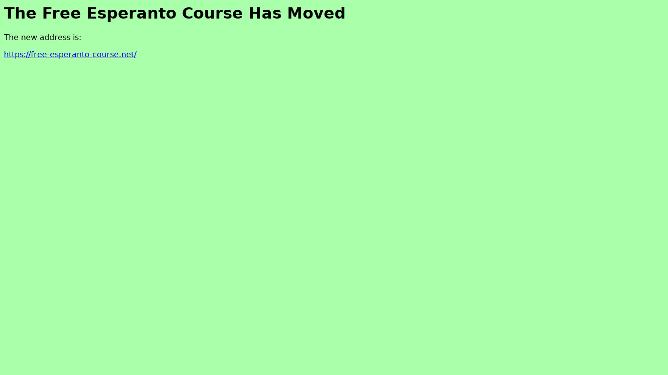 Free Esperanto Course Landing page
