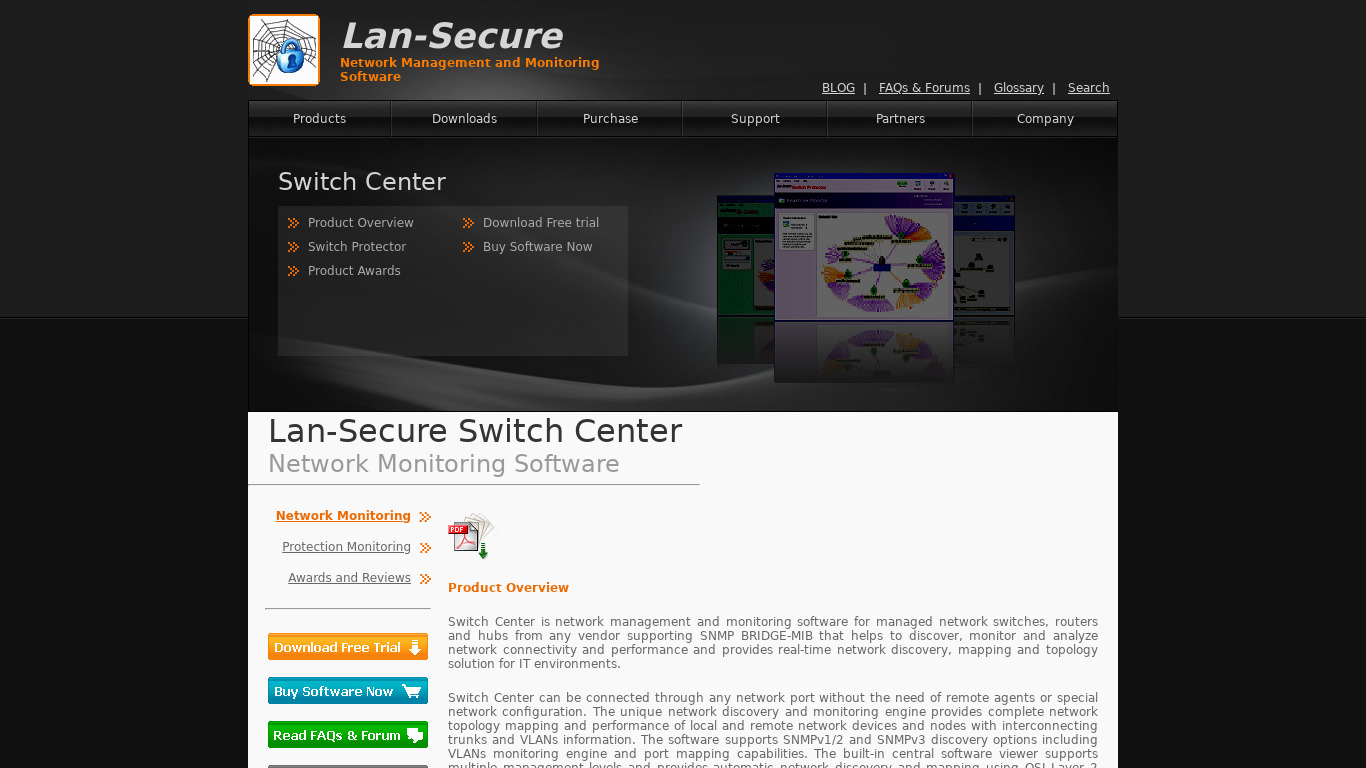 Lan-Secure Switch Center Landing page