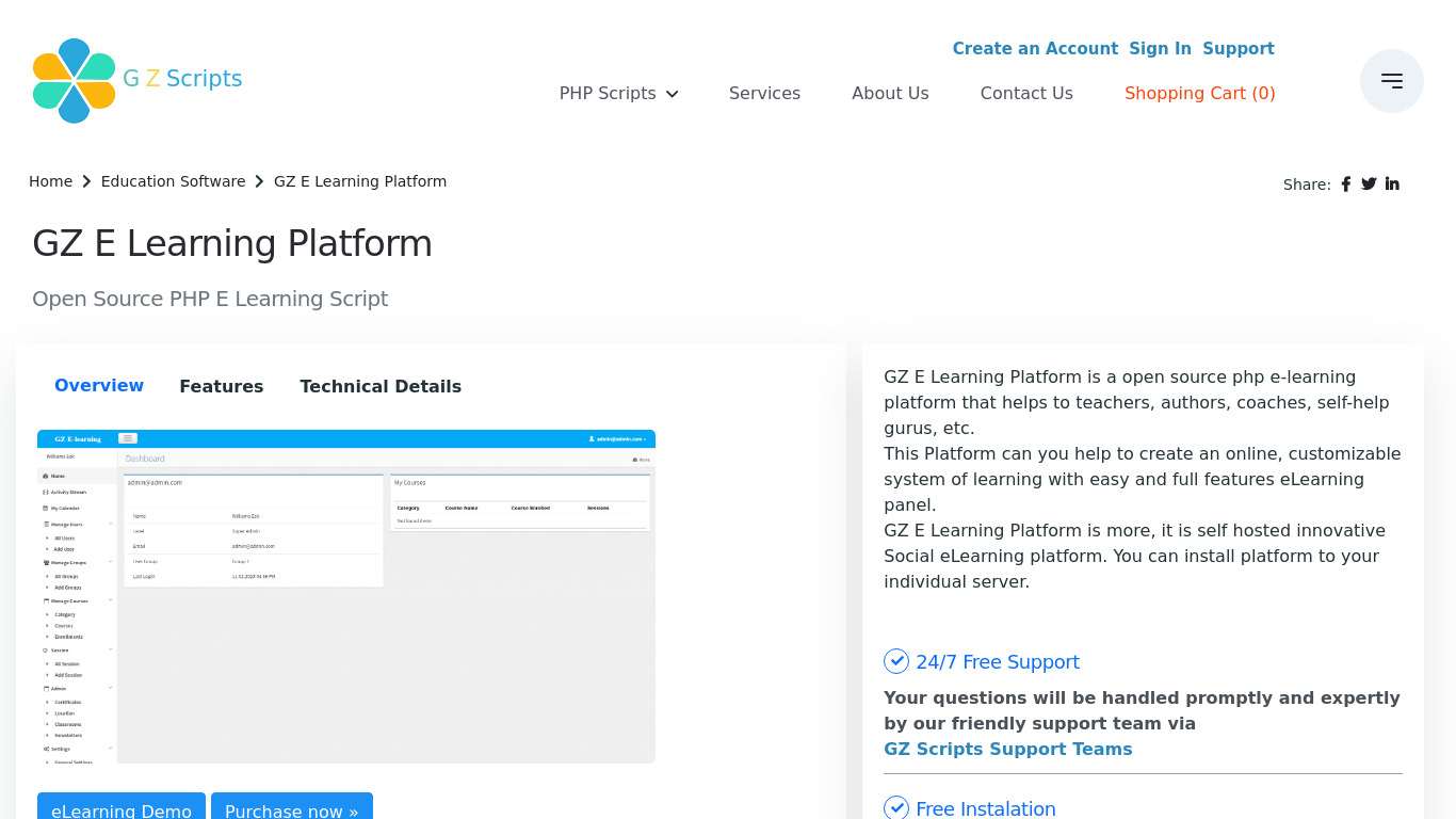 GZ E-Learning Platform Landing page