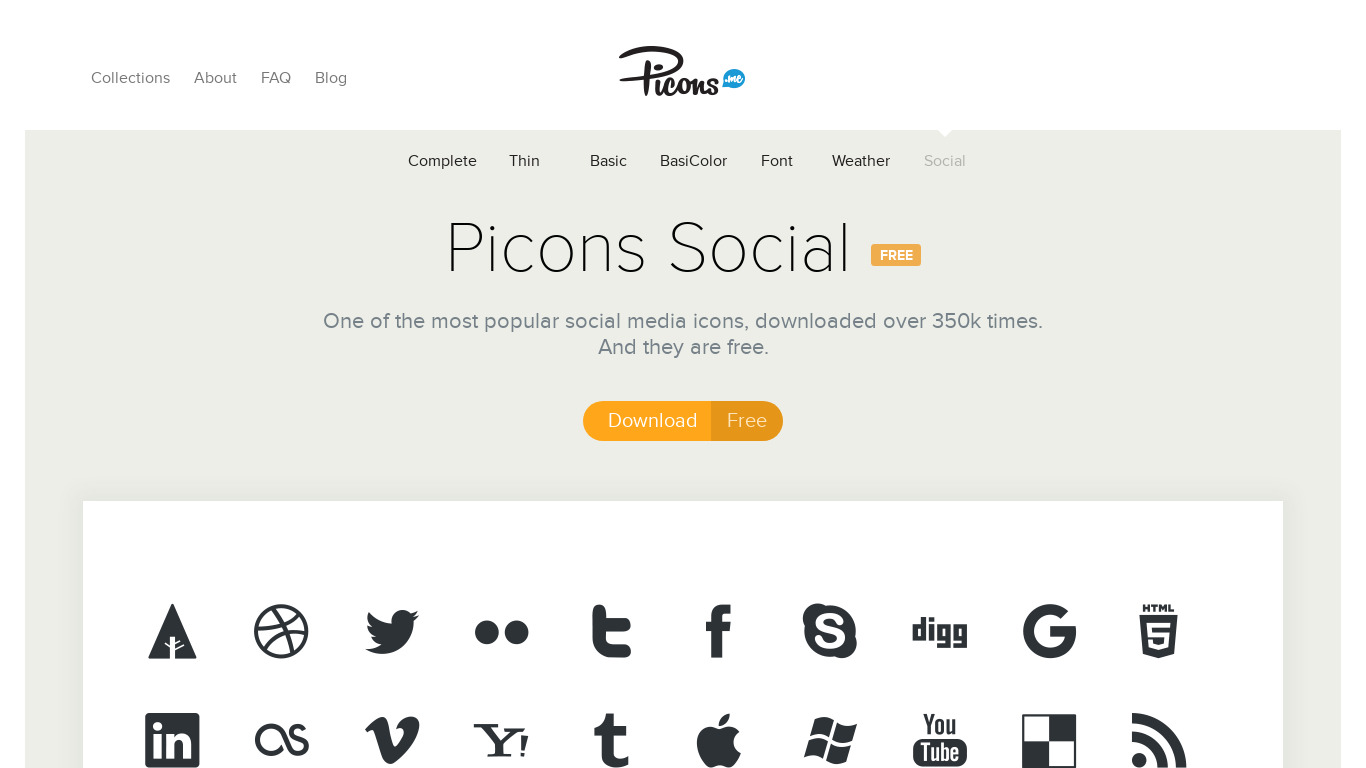 Picons Social Landing page