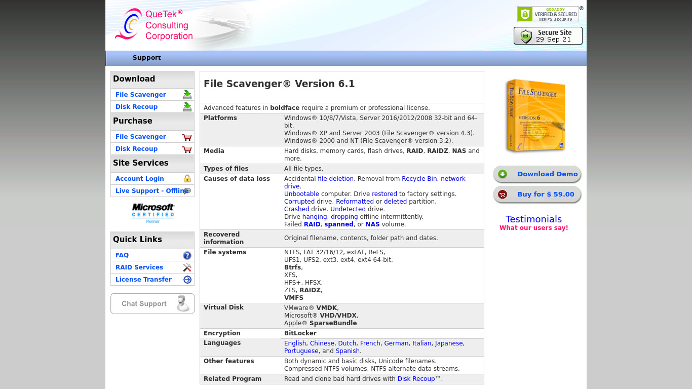 File Scavenger Landing page