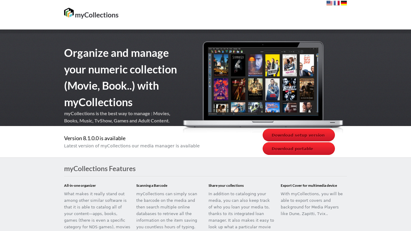 mycollections Landing page