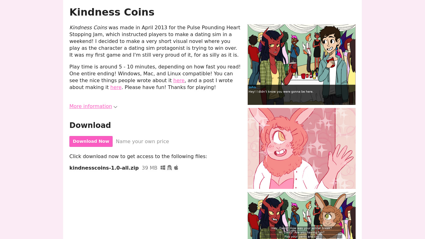Kindness Coins Landing page