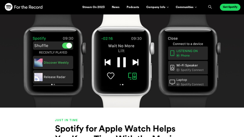 Spotify for Apple Watch Landing Page