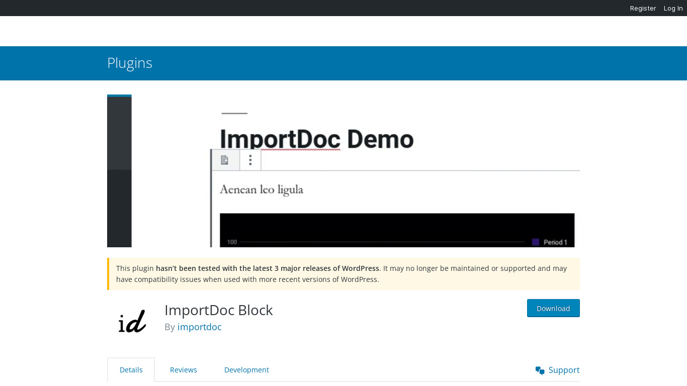 ImportDoc Block for WordPress Landing page