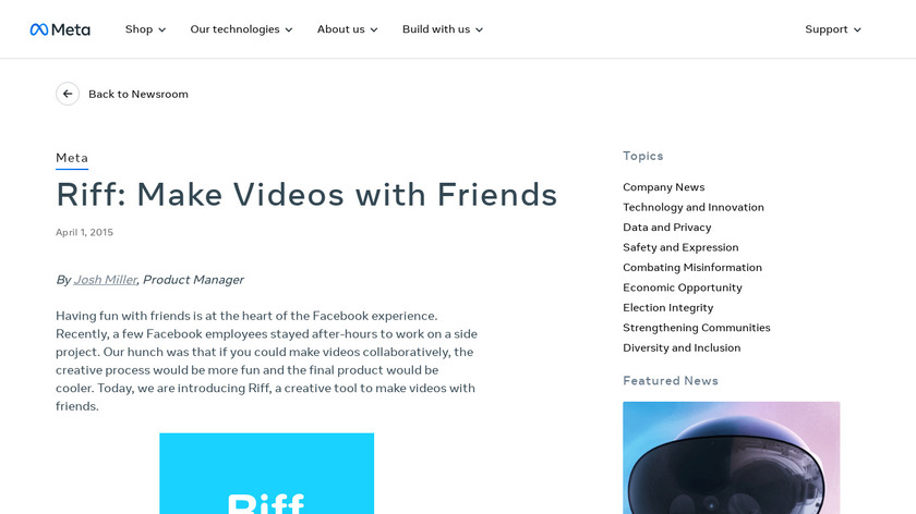 Riff by Facebook Landing Page