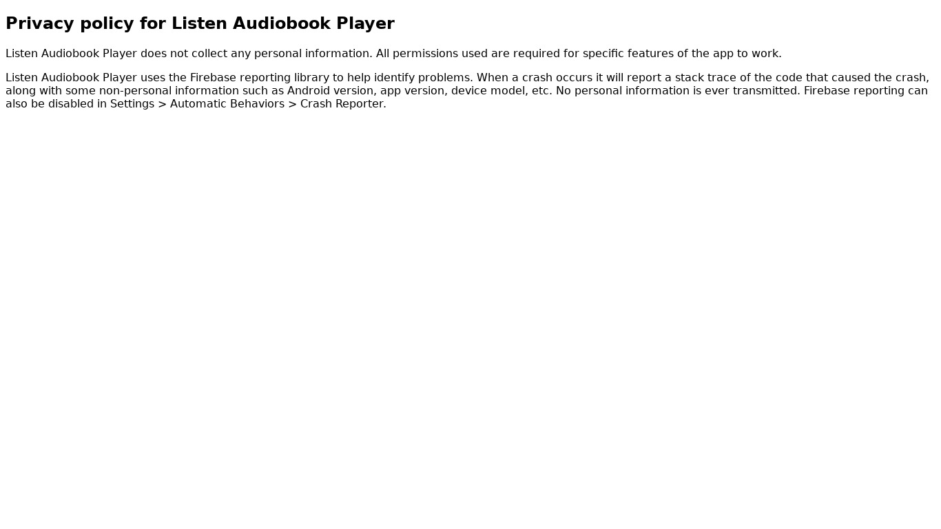 Listen Audiobook Player Landing page