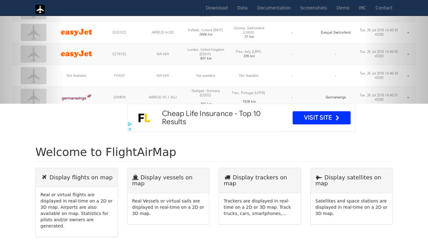 FlightAirMap Landing Page