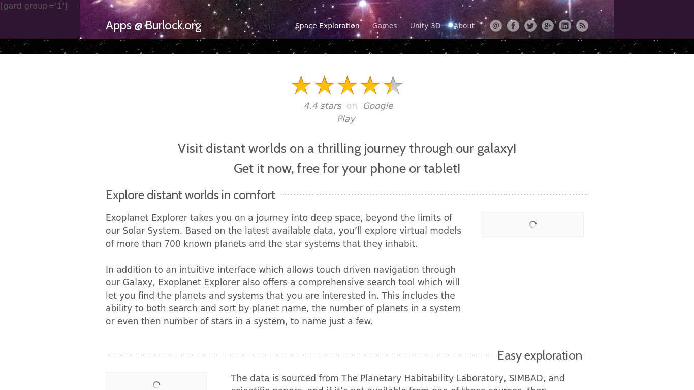 Exoplanet Explorer 3D Landing page