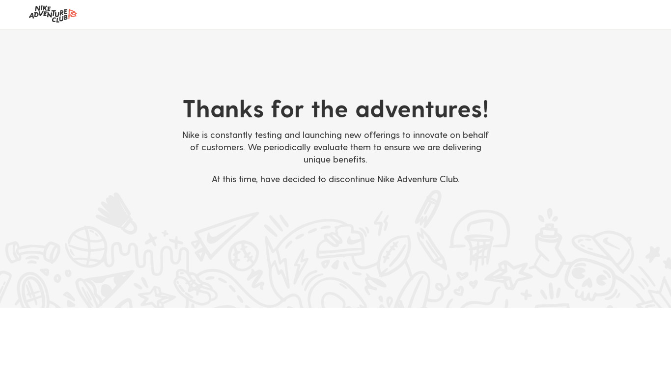 Nike Adventure Club Landing page