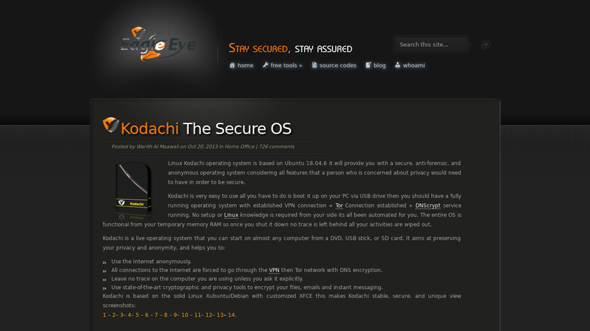 Linux Kodachi Landing Page