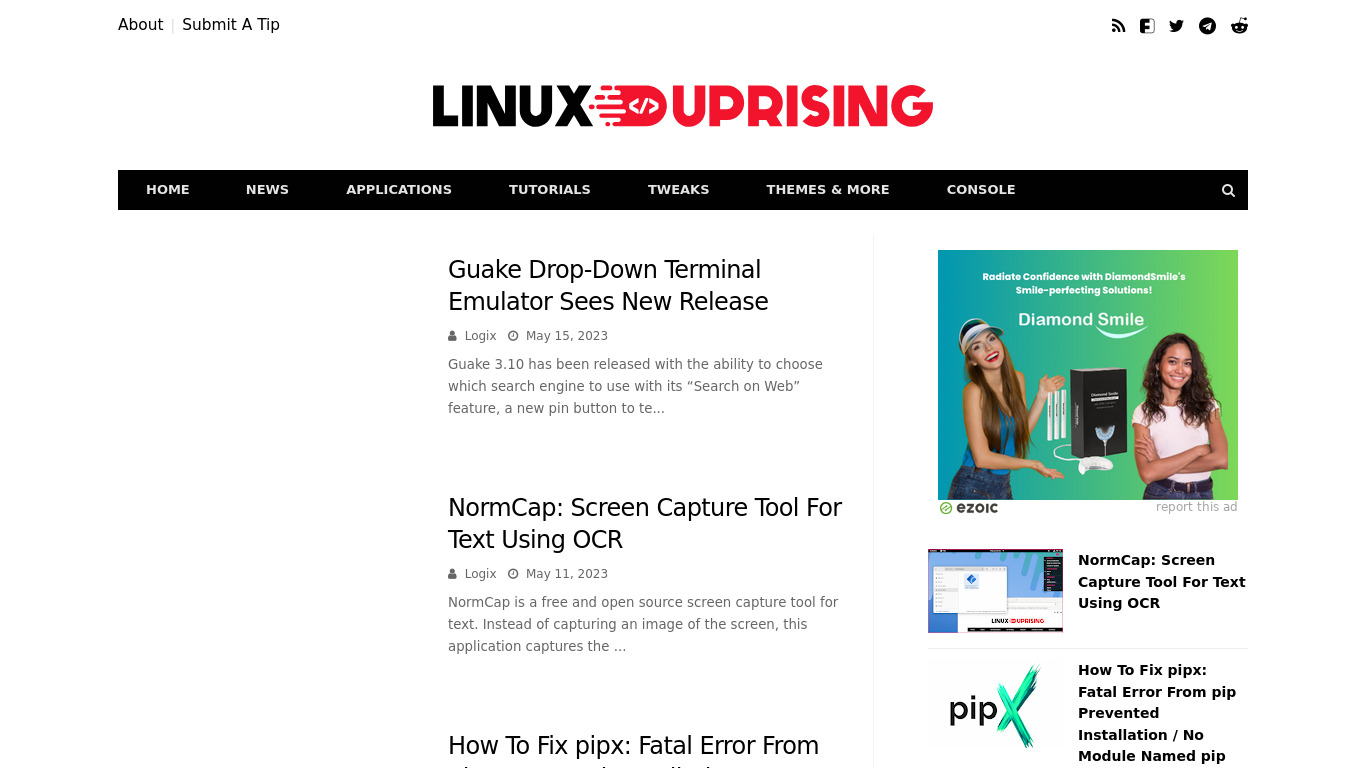 Linux Uprising Landing page