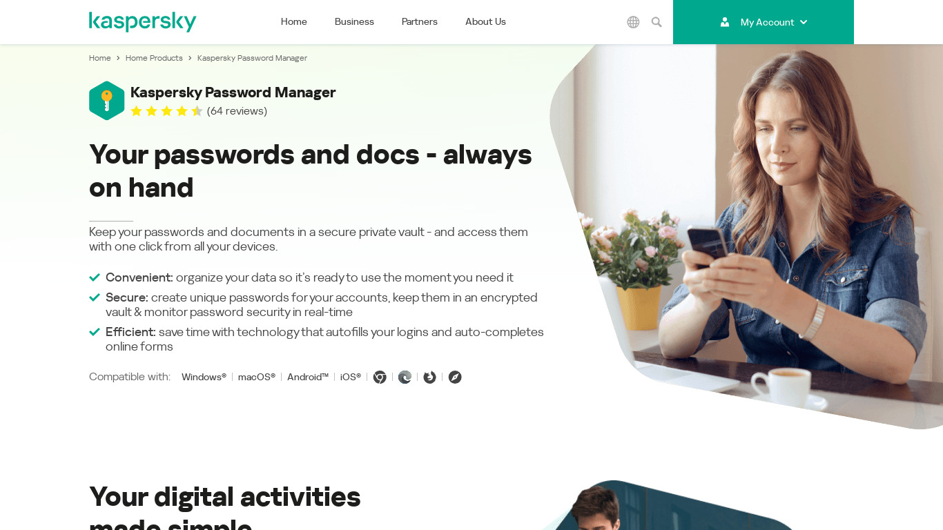 Kaspersky Password Manager Landing page