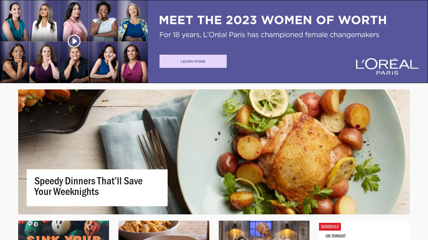 Food Network Landing page