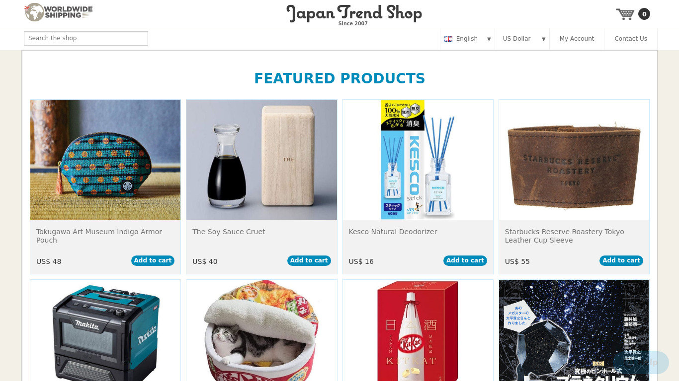 Japan Trend Shop Landing page