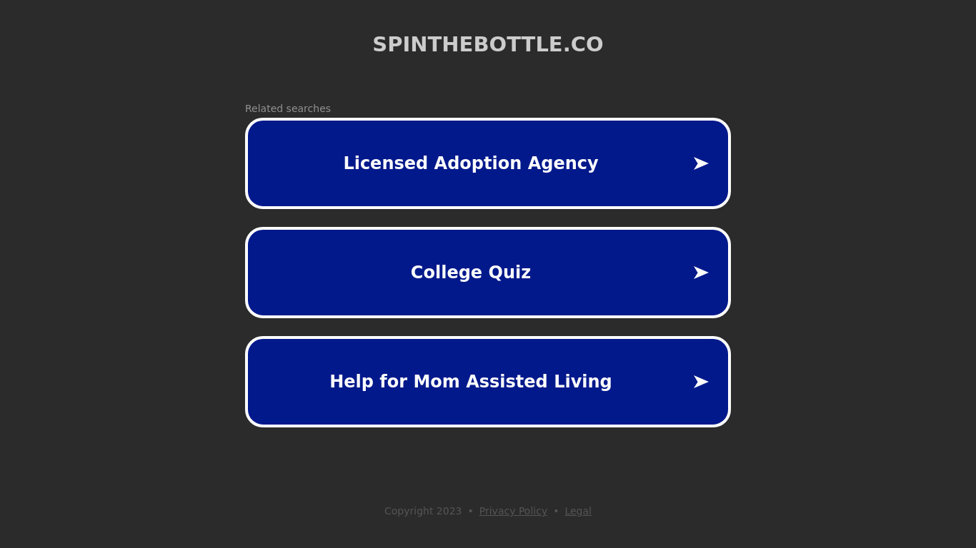 Spin the Bottle Landing page
