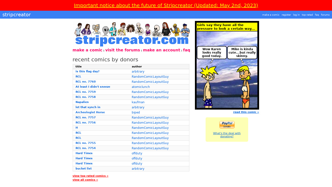stripcreator Landing page