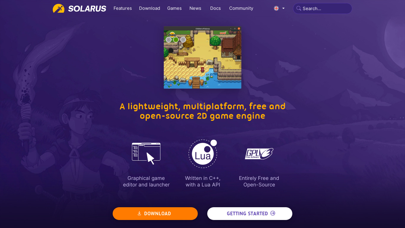 Solarus Action-RPG game engine Landing page