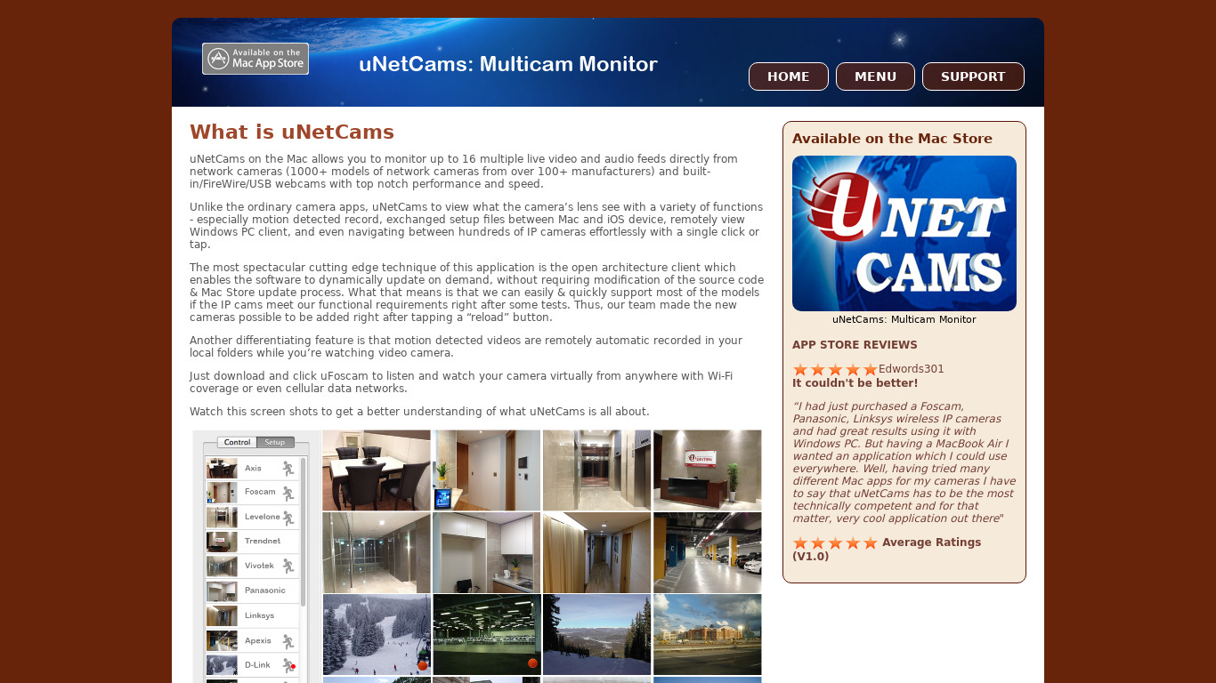 uNetCams Landing page