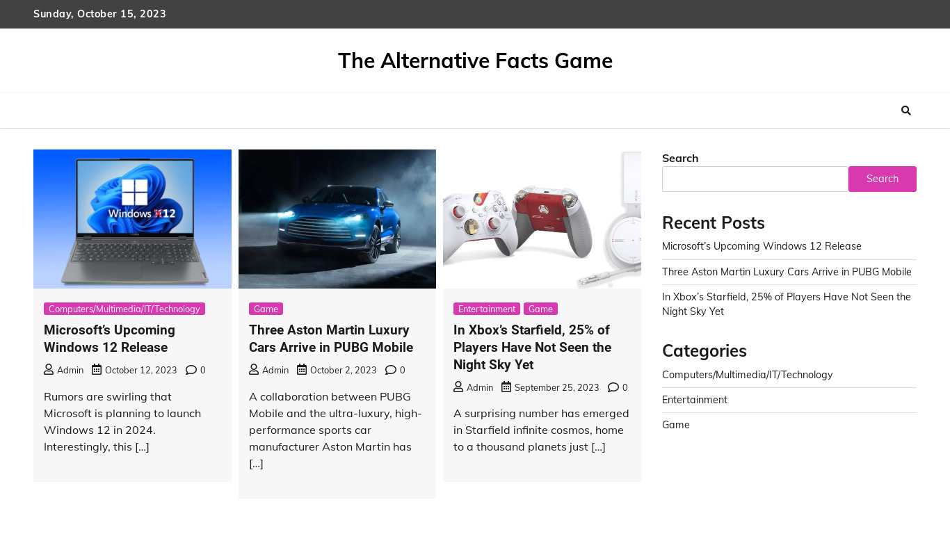 Alternative Facts: The Game Landing page