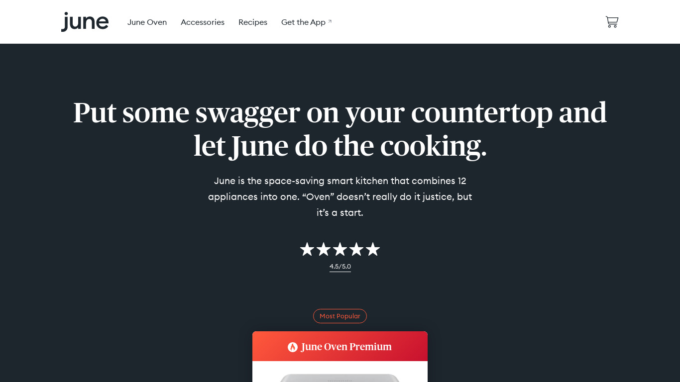 June Oven Pro Landing page