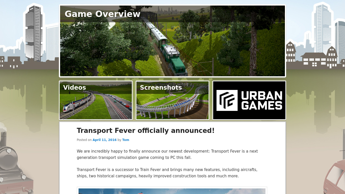 Train Fever Landing page