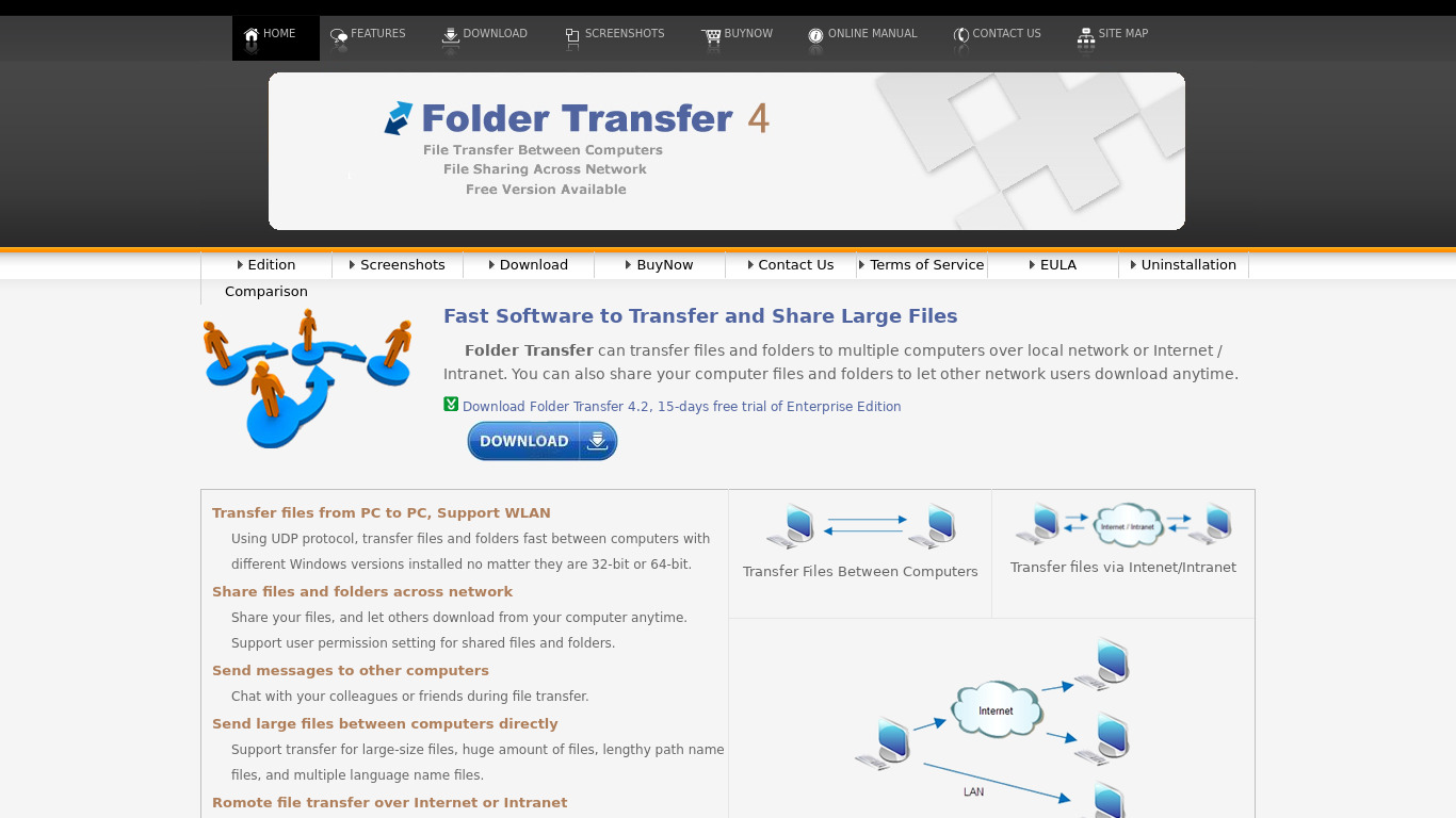 Folder Transfer Landing page
