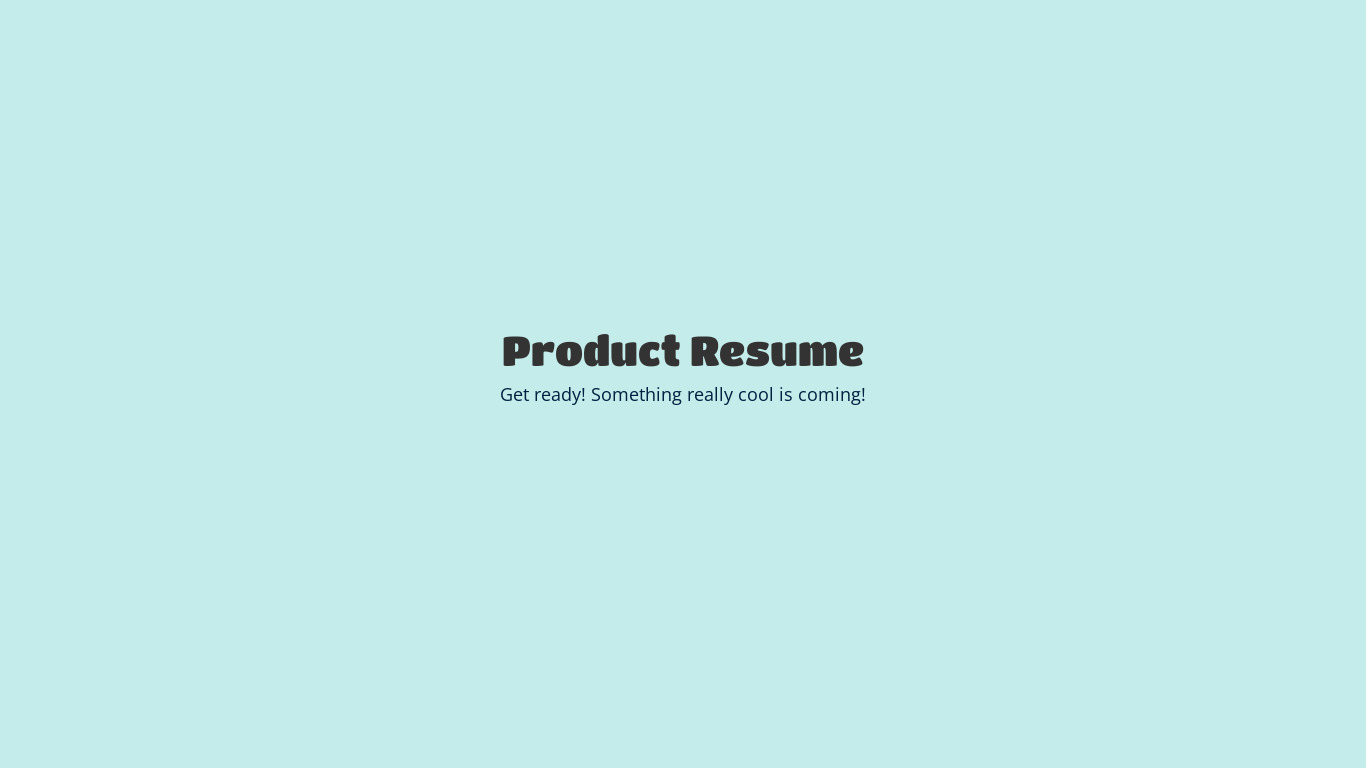 Product Resume Landing page