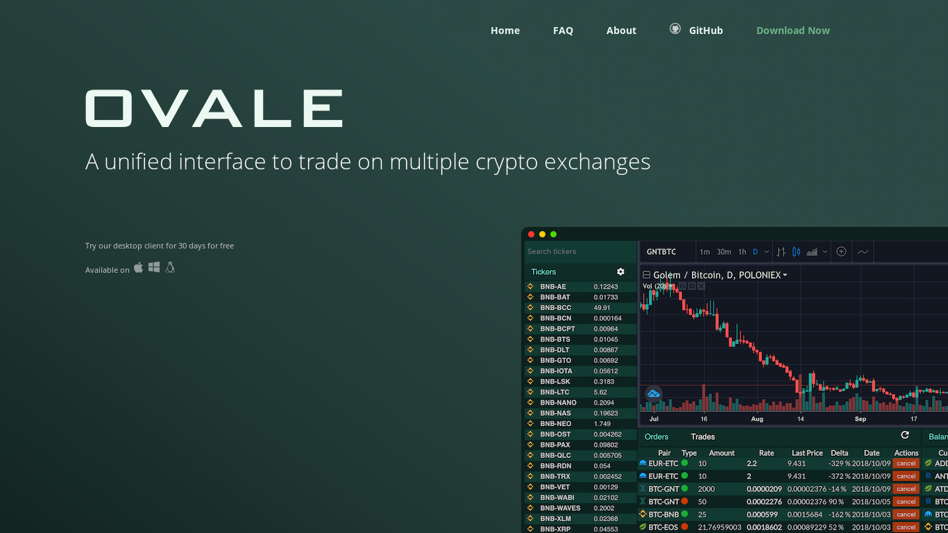 OVALE Trader Landing page