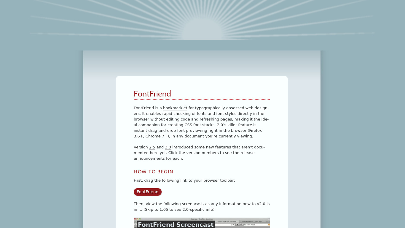 FontFriend Landing page