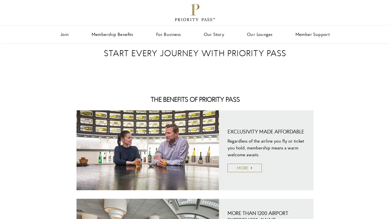Priority Pass Landing page