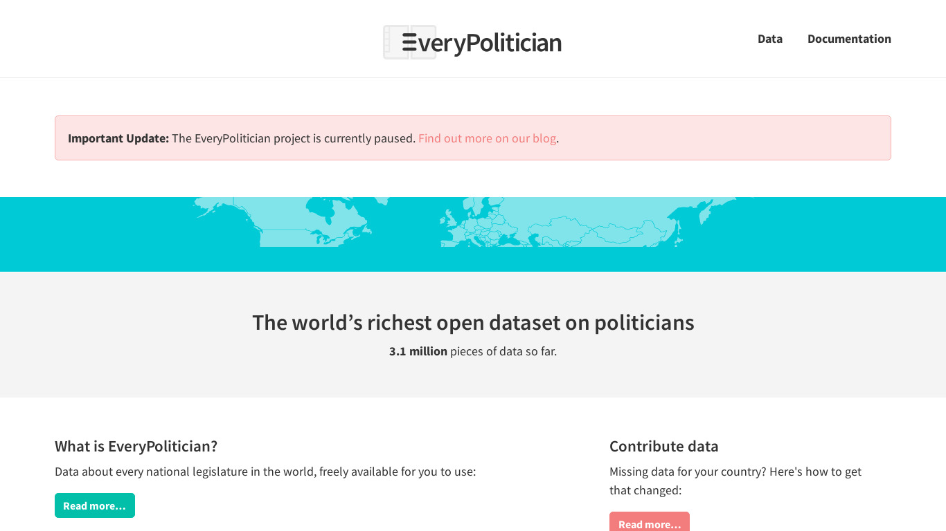 EveryPolitician Landing page