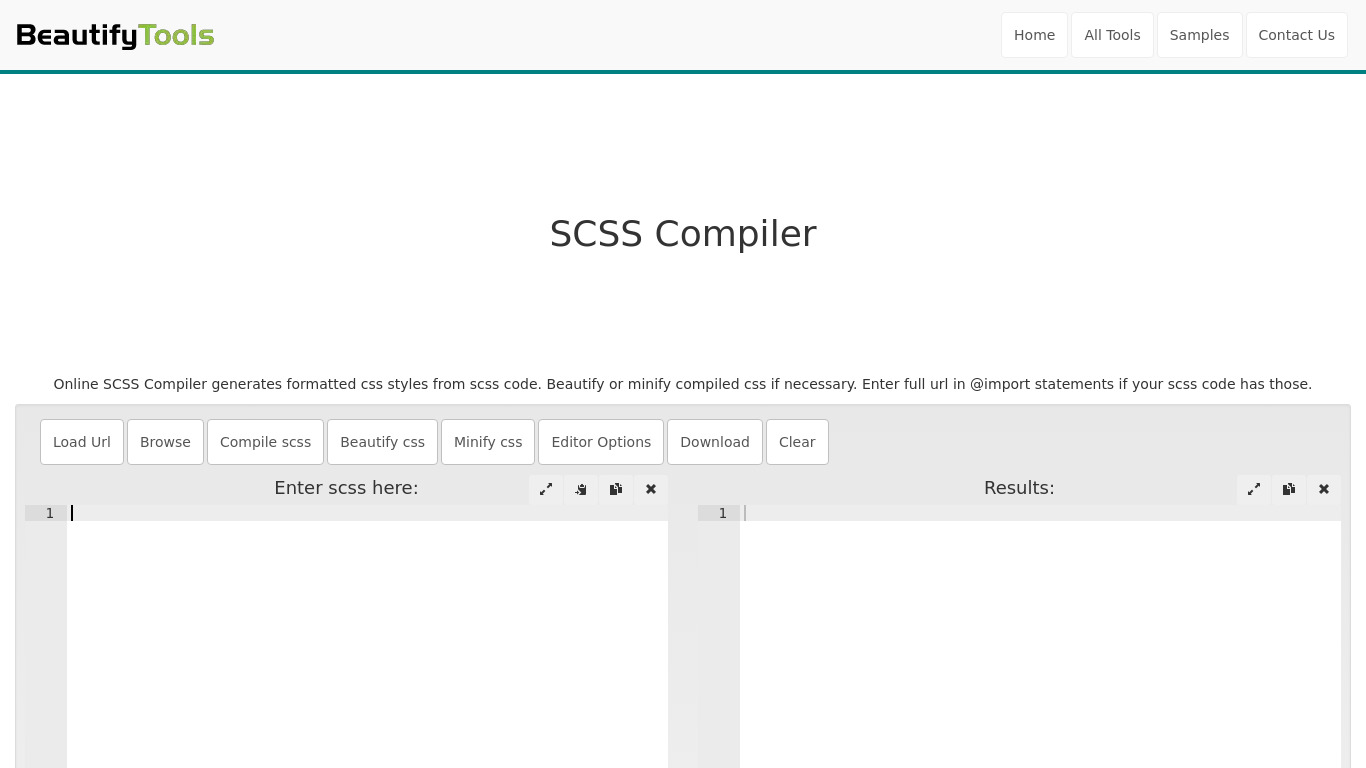 SCSS Compiler Landing page