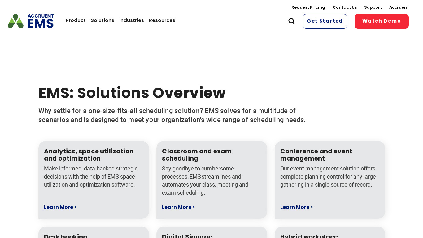 EMS Software Landing page