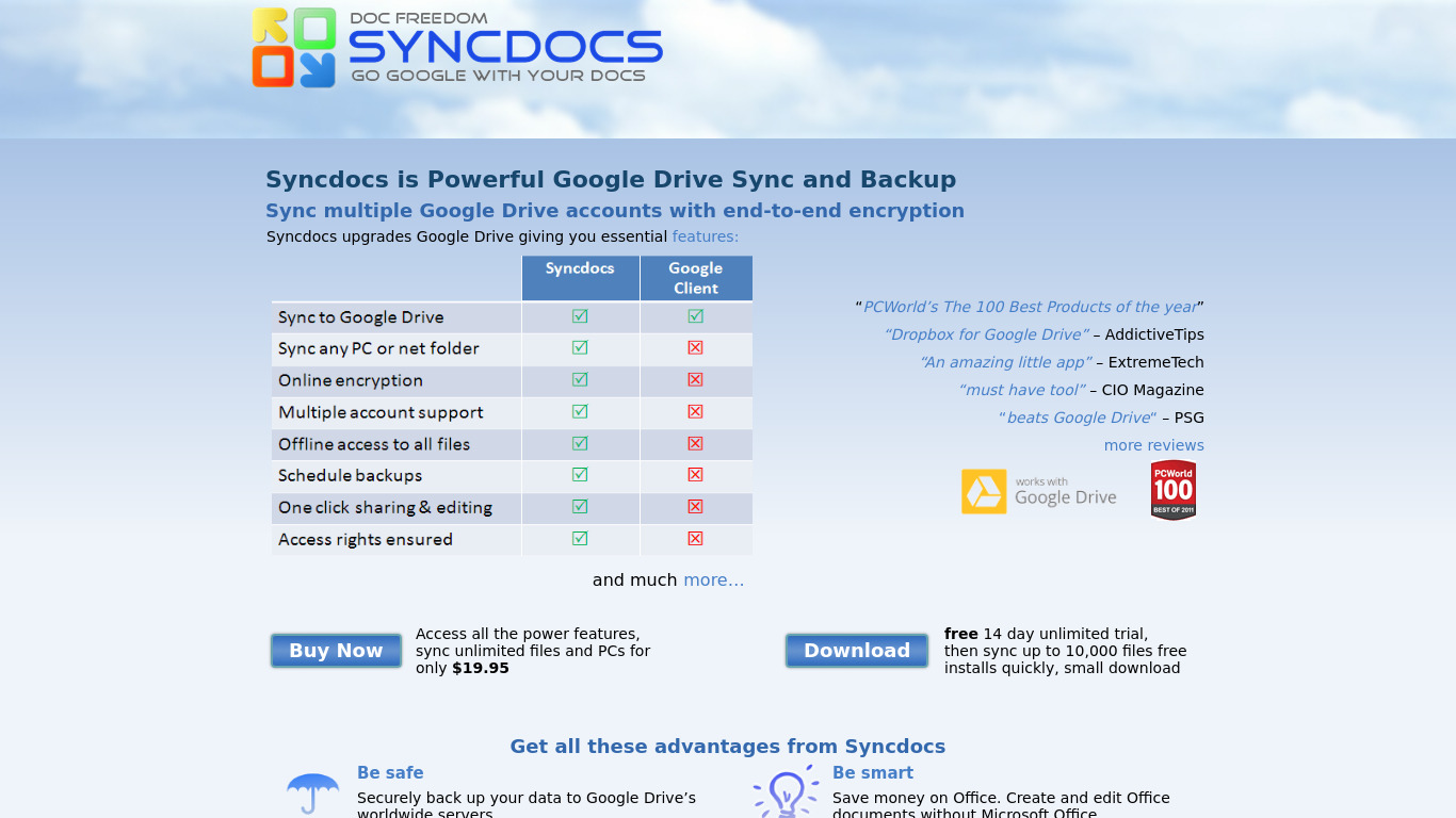Syncdocs Landing page