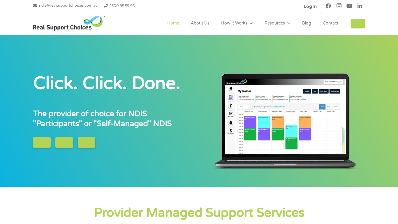 Real Support Choices Landing page