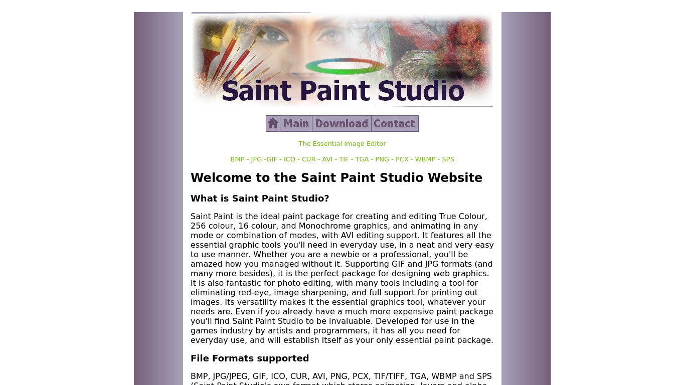 Saint Paint Studio Landing page