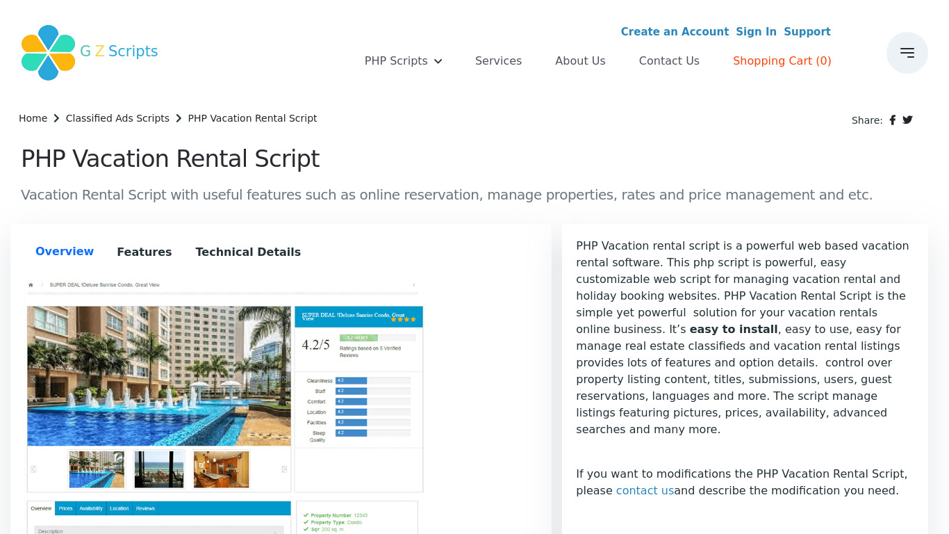 PHP Vacation Rental Script Landing page