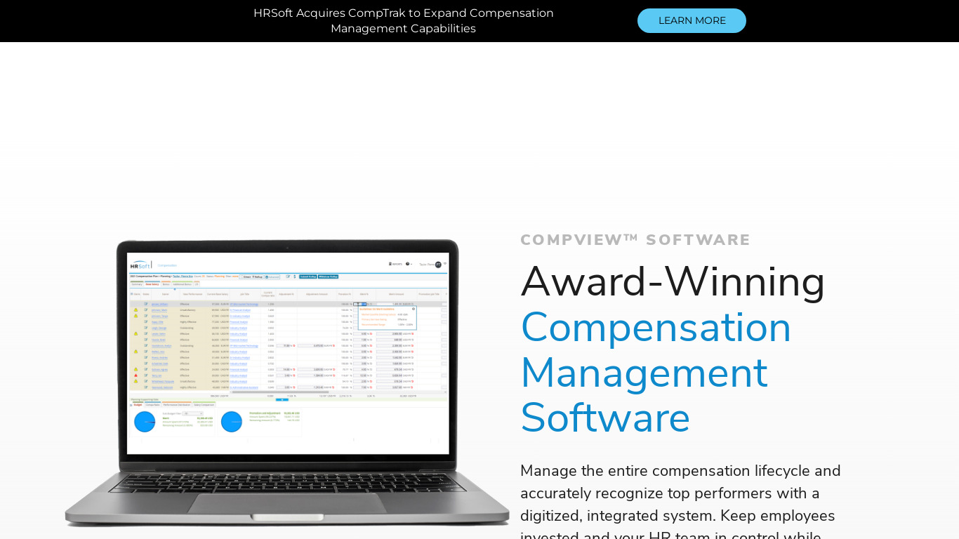 HRsoft COMPview Landing page